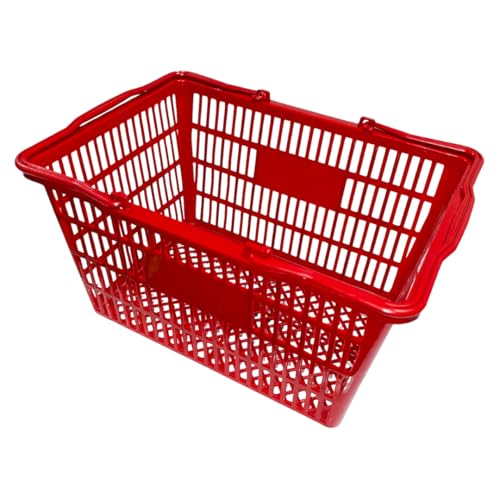 C-Store Packaging Stackable Plastic Shopping Baskets, Red and Blue, Easy-Grip Handles for Grocery, Retail, Liquor Stores, Home Use (6-pack, Red) - Image 2