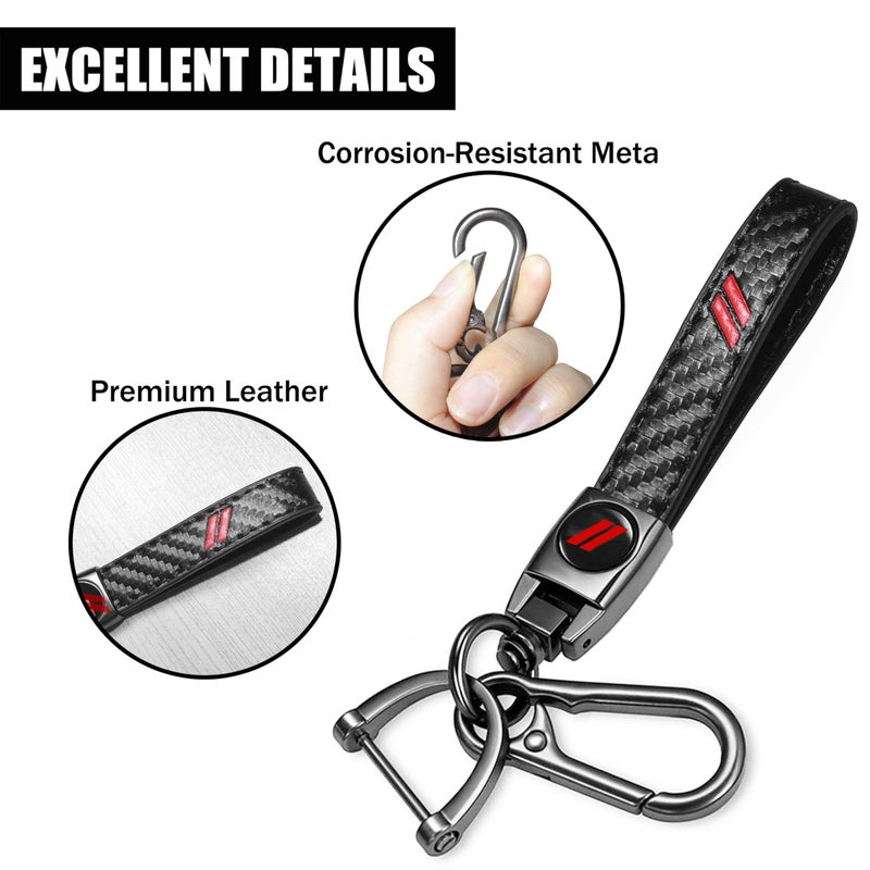 YOSRTER Key Fob Cover with Keychain for Dodge Charger Durango Challenger Journey Dart Remote Control Key Fob Protect Shell Key Holder for Dodge Accessories (Carbon Fiber red Trim) - Image 3