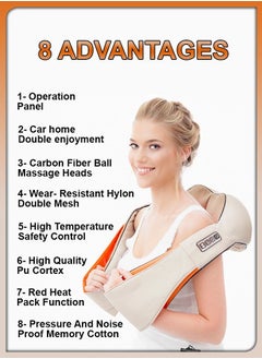DBLEW Home Car U Shape Shawl Electric Shiatsu Neck And Shoulder Back Foot Waist Abdominal Body Massager with Heat Vibration Deep Tissue 3D Cervical Kneading Pillow For Muscle Pain Relief  - Image 2