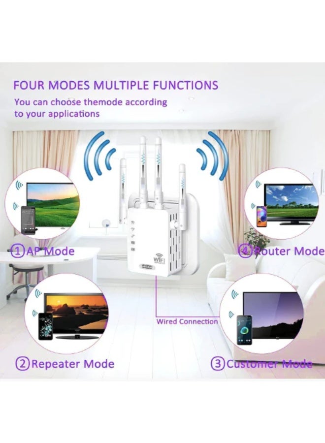 PEETTA 4-Mode WiFi Range Extender — Wireless Repeater / Router / Access Point / Client Mode, High-Speed Signal Booster with Wired Port, Long-Range Coverage - Image 2