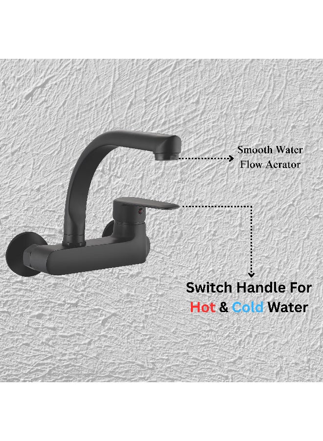 ITG Wall Mount Black Mixer Tap – Single Handle, Modern Bathroom & Kitchen Faucet, 5-Year Warranty - Image 4