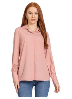 Gauntlet Cuffs Plain Nude Pink Buttons Down Shirt