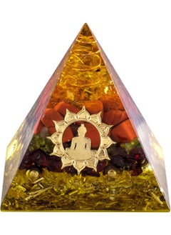 rockcloud Rockcloud Healing Crystal Copper Wire Buddha Orgone Pyramid Mixed Stone Energy Generator for Mediation Home Office Decor 