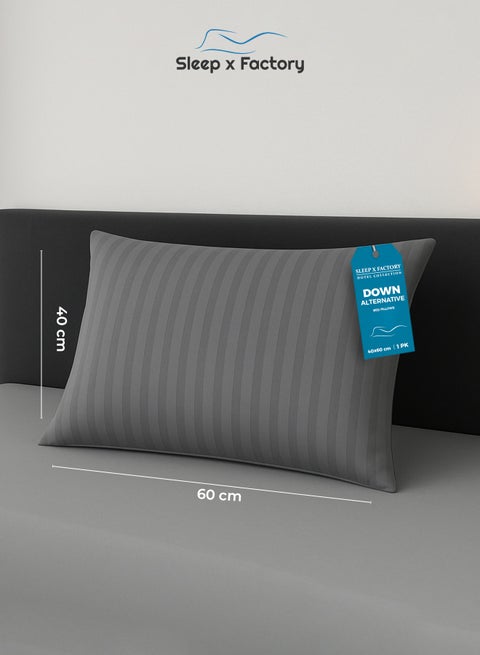 Grey Striped Hotel-Style Pillow – 60×40 cm – Microfiber Outer Fabric & Filling – Ultra Soft & Supportive