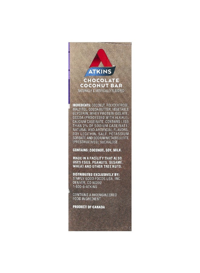 Atkins أتكينز، إندولج™، حلوى، بار الشوكولاتة بجوز الهند، 5 بار، 1.41 أونصة (40 جرام) لكل منها - Image 3