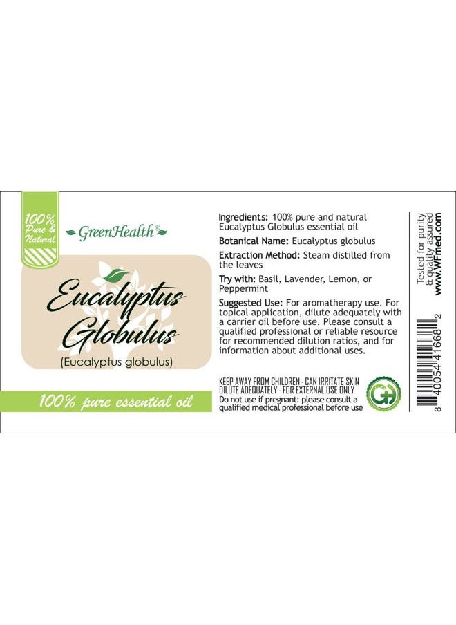 GreenHealth Eucalyptus Globulus Essential Oil – 16 fl oz (473 ml) Aluminum Bottle w/Plug Cap – 100% Pure, Uncut, Undiluted  - Image 4