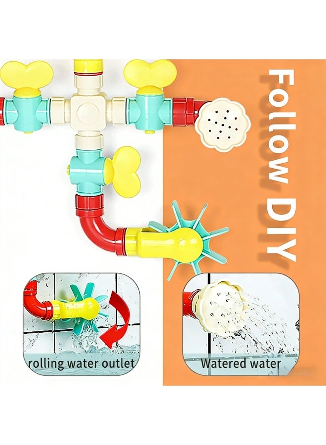 YIQU Fun Pipe Bath Toy, Interactive Baby Bathtub Toy for Cognitive Development, DIY Assemble Water Play Set for Toddlers 6M+ - Image 3