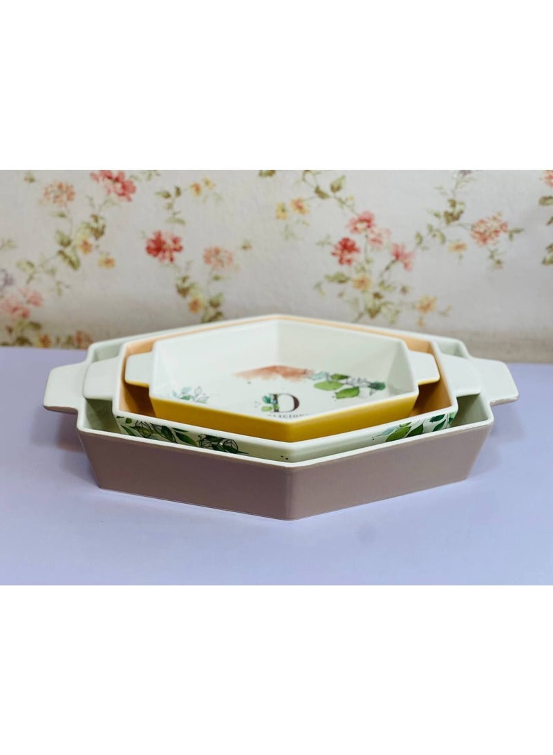 طقم 3 قطع طواجن بورسلين ميكس الوان بيضاوي - Image 3