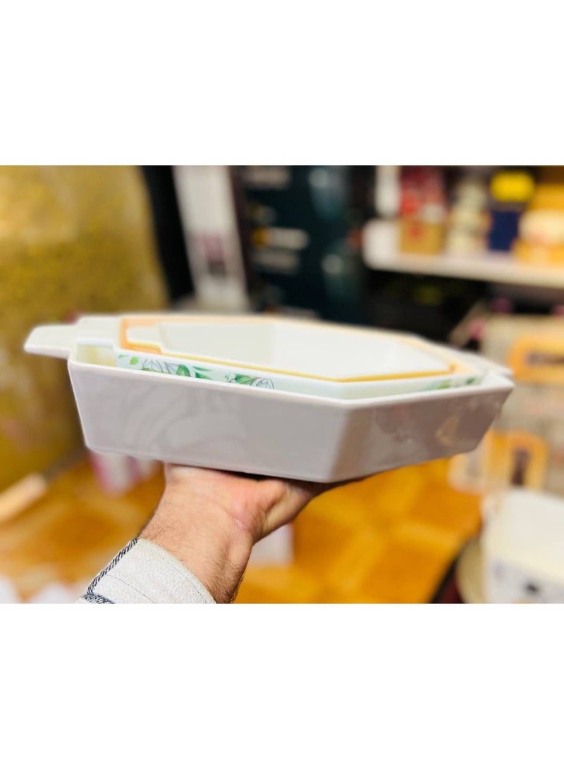 طقم 3 قطع طواجن بورسلين ميكس الوان بيضاوي - Image 1