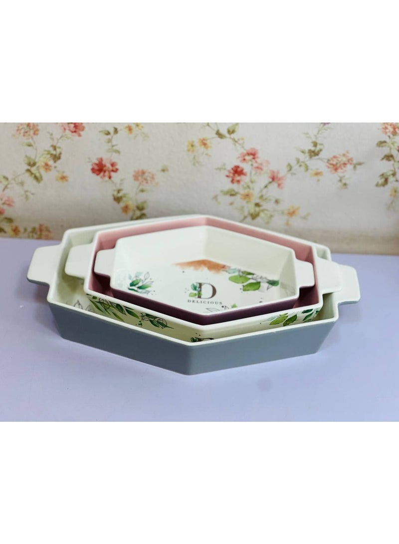 طقم 3 قطع طواجن بورسلين ميكس الوان بيضاوي - Image 4