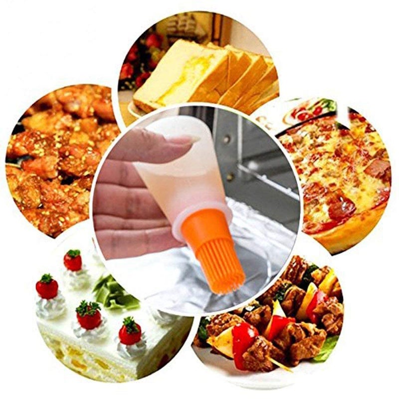 TERXA TERXA Silicone Oil Bottle Brush Oil Dispenser Bottle Brush for PastryBakingGrillingFrying Baking Tool Accessories Oil Bottle Brush with Cap Dispenser for Kitchen Pack of 1Multicolor - Image 3