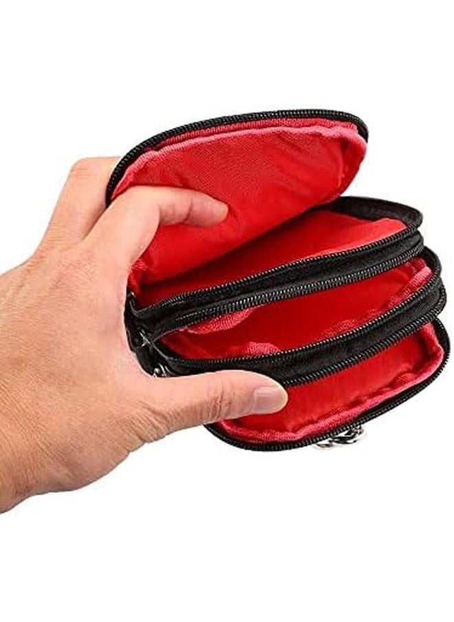 erorex - Multi Functional Vertical Stripes Pouch 4 Bag Case Zipper Closing For Lenovo Phab 2 Pro Black 19X11.5Cm - Image 1