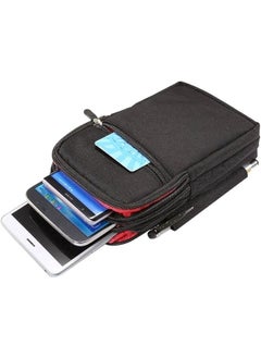Multi Functional Vertical Stripes Pouch 4 Bag Case Zipper Closing For Lenovo Phab 2 Pro Black 19X11.5Cm