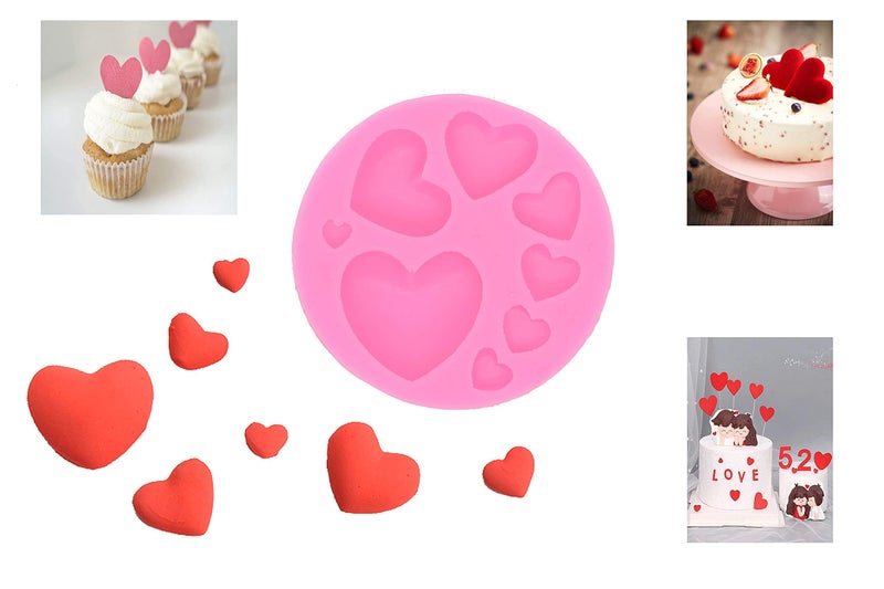 FEILIBAY 3 Pack Silicone Fondant Cake Molds  Rose Flower  Lips  Heart Shape Candy Molds Set for Chocolate Making  Cake  Valentines Day  Wedding Decoration  Polymer Clay Craft Project - Image 2