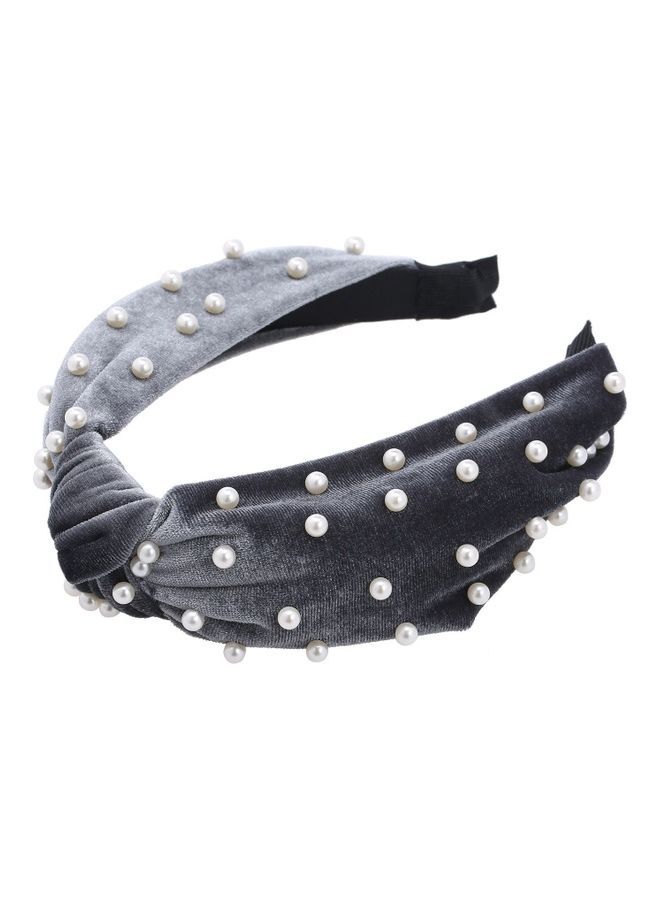 NIBEMINENT Pearl Headband Headwear Barrette Grey 18x14x4cm