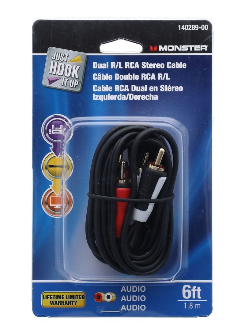 Monster Dual R-L RCA Stereo Cable Multicolor 6ft - Image 1