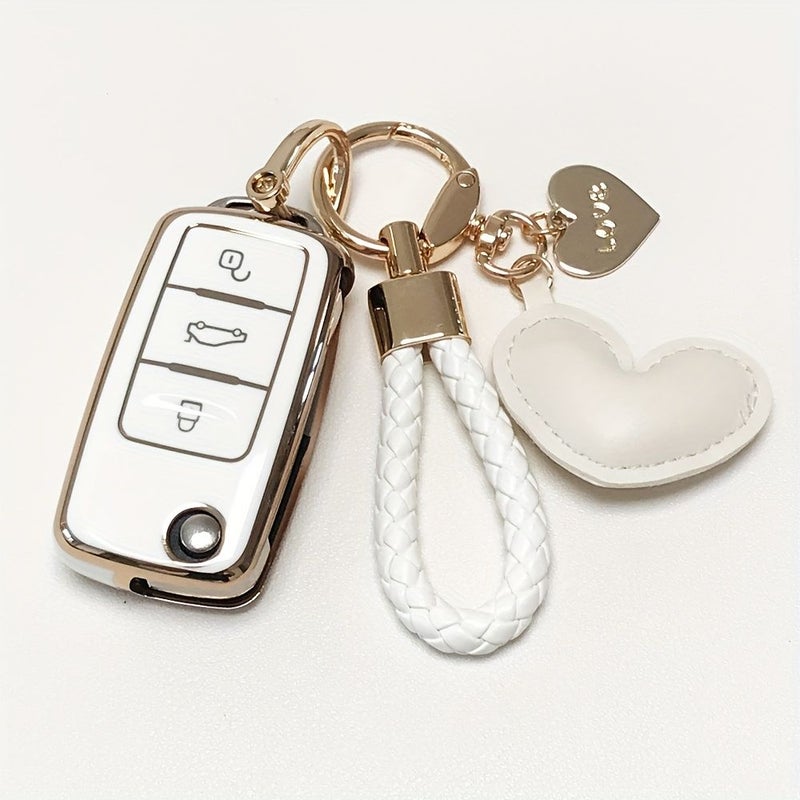 Red Heart Shape TPU Car Key Fob Cover Case For VW Beetle Gti Jetta Passat Tiguan - Image 5