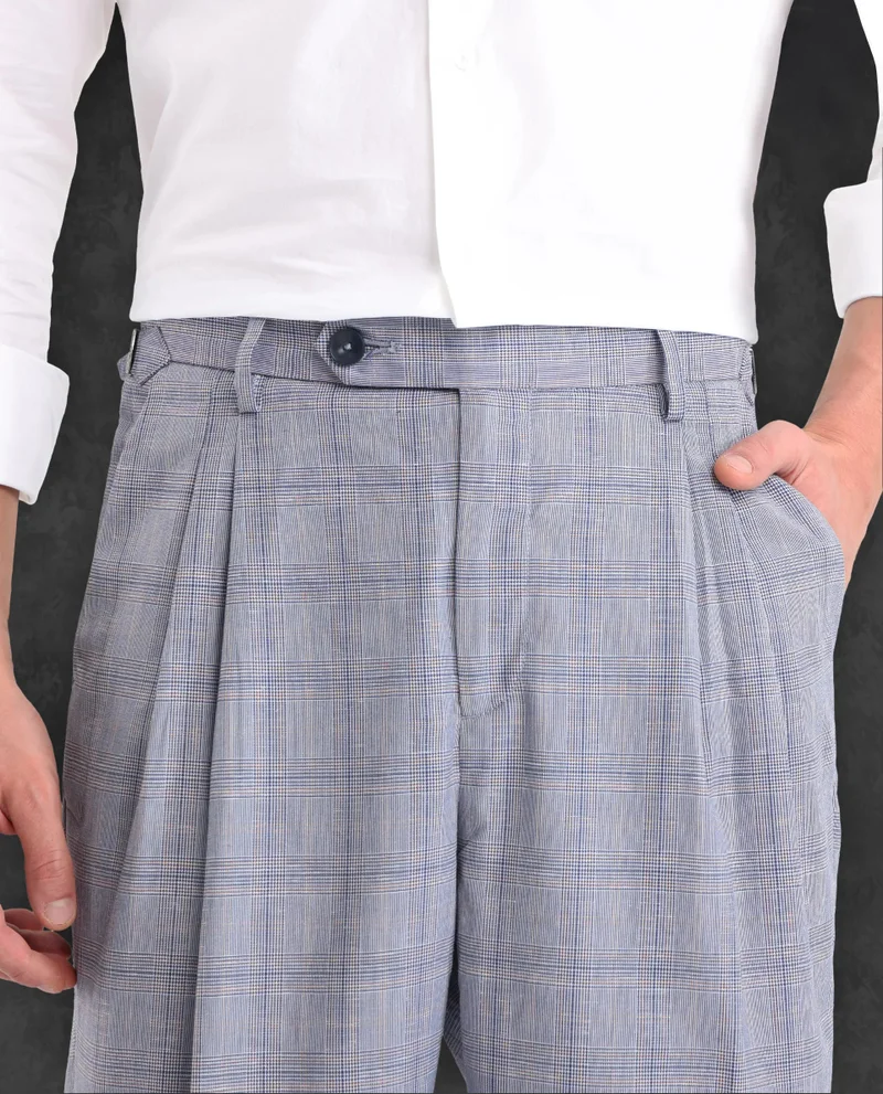 Rare Rabbit Men's Pleated Check Trousers