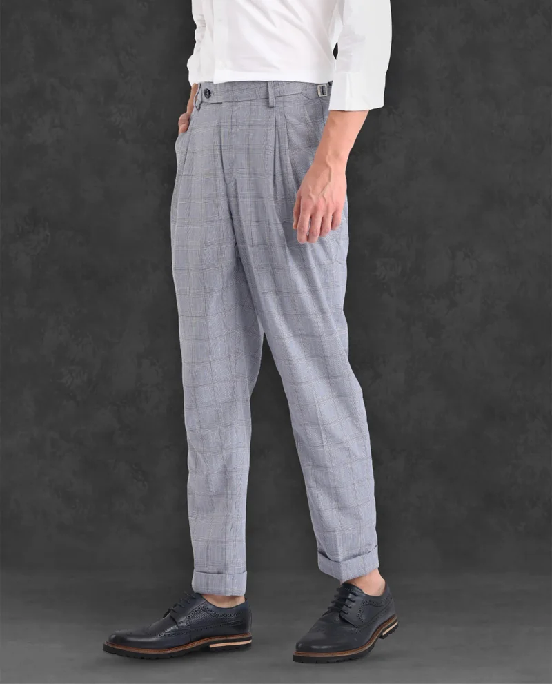 Rare Rabbit Men's Pleated Check Trousers