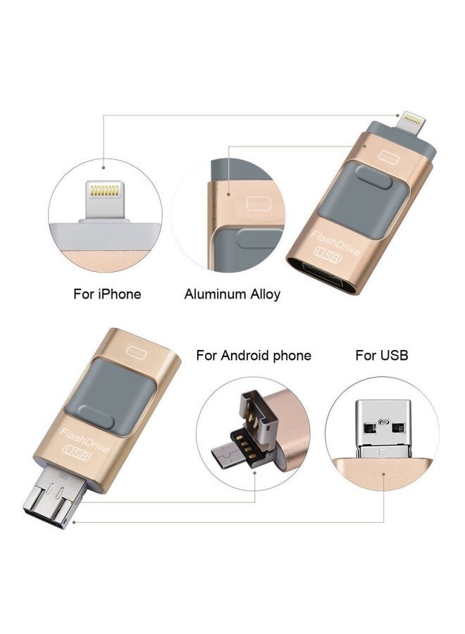 Mobile Phone USB Flash Drive For Apple IPhone Three-in-one OTG Metal USB Flash Drive 32G64GB128G Wholesale-Color:Rose Gold-Capacity:256GB