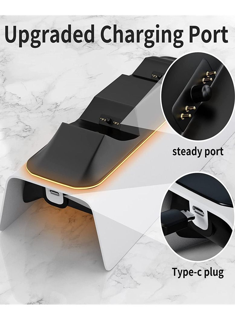 Arabest PS5 Controller Charger, Charging Station with Intelligent Chip in 3 Hrs Fast Type-C Charging, Dualsense Stand Docking for Dual Controllers LED Indicator - Image 4