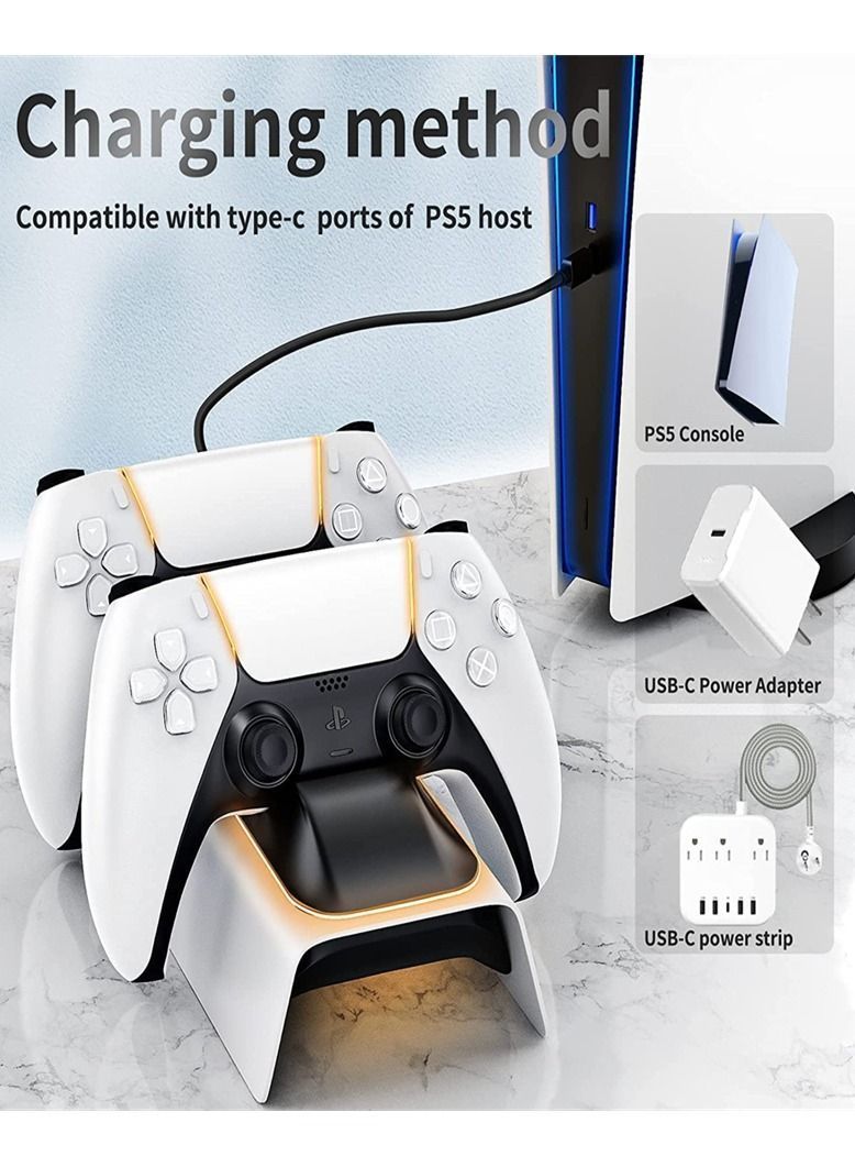 Arabest PS5 Controller Charger, Charging Station with Intelligent Chip in 3 Hrs Fast Type-C Charging, Dualsense Stand Docking for Dual Controllers LED Indicator - Image 5