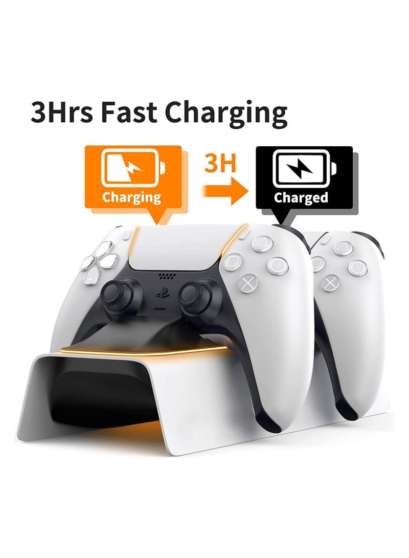 Arabest PS5 Controller Charger, Charging Station with Intelligent Chip in 3 Hrs Fast Type-C Charging, Dualsense Stand Docking for Dual Controllers LED Indicator - Image 3