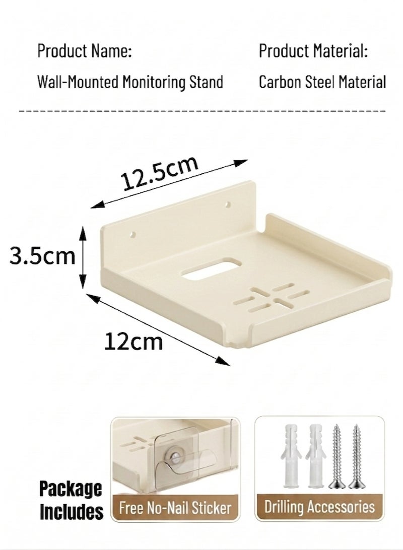 WangPangZi Wall Mount Camera Shelf for Security Cameras, Rustproof Carbon Steel No Drill Floating Holder with Dual Installation, Universal Surveillance Baby & Pet Monitor Smart Speaker Small Devices, Suitable for Bedroom Living Room Bathroom Kitchen Office, Warm White - Image 2