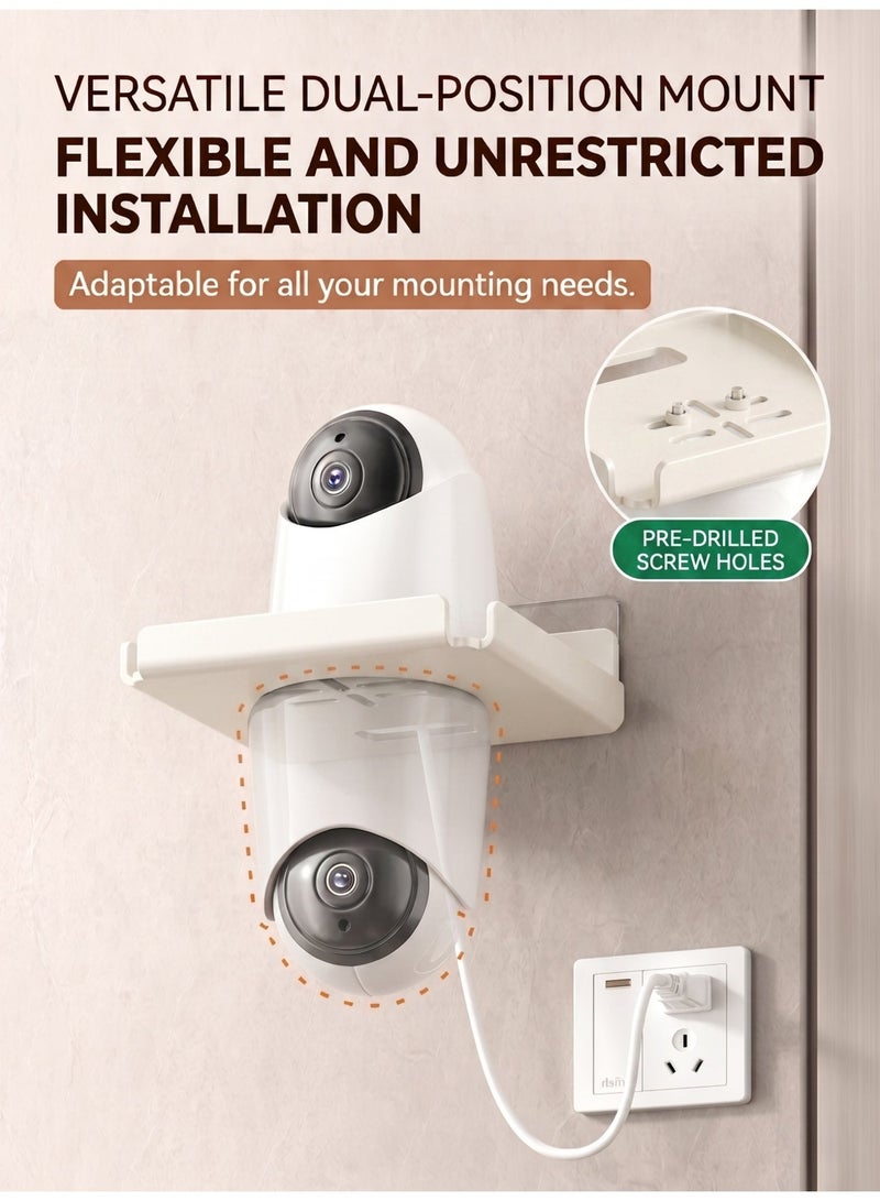 WangPangZi Wall Mount Camera Shelf for Security Cameras, Rustproof Carbon Steel No Drill Floating Holder with Dual Installation, Universal Surveillance Baby & Pet Monitor Smart Speaker Small Devices, Suitable for Bedroom Living Room Bathroom Kitchen Office, Warm White - Image 5