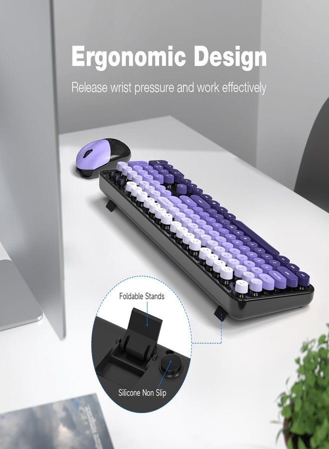KNOWSQT Wireless Keyboard and Mouse Combo - Black-Purple Colorful 2.4G Typewriter Full-Size Cute Keyboards - USB Receiver Plug and Play, for Computer, PC, Laptop, Desktop, Windows - Image 5