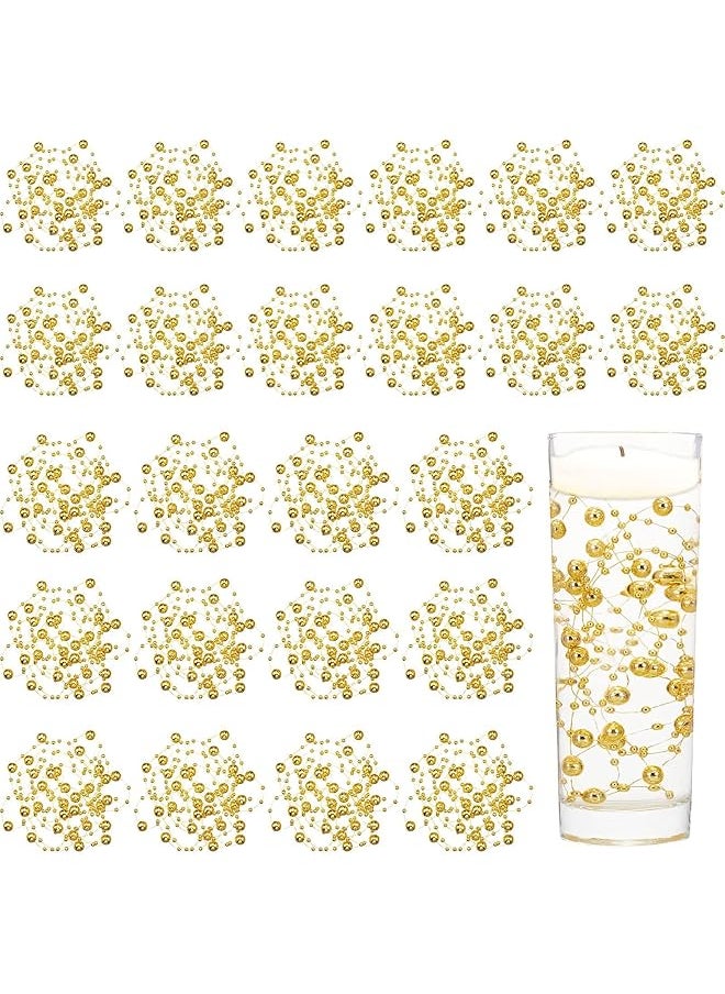 The Bros 24 Pcs Artificial Pearl String for Floating Candle Faux Pearls Beads String Pearl Party Garland Decoration for Vases Filler Wedding Centerpiece Christmas Party Decor (Gold)  - Image 1