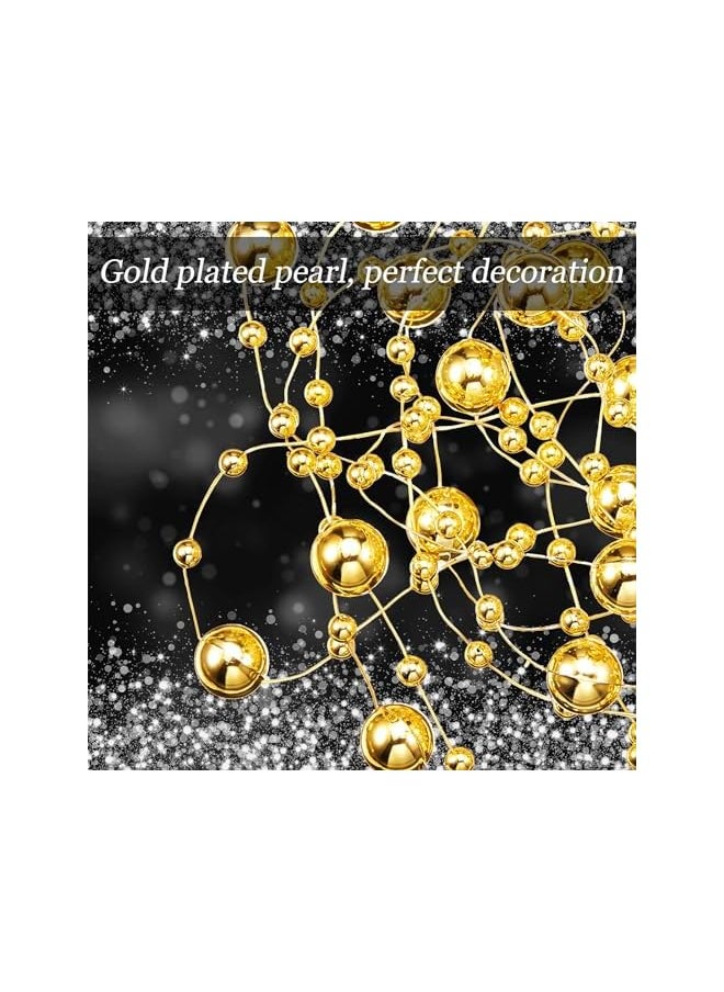 The Bros 24 Pcs Artificial Pearl String for Floating Candle Faux Pearls Beads String Pearl Party Garland Decoration for Vases Filler Wedding Centerpiece Christmas Party Decor (Gold)  - Image 3