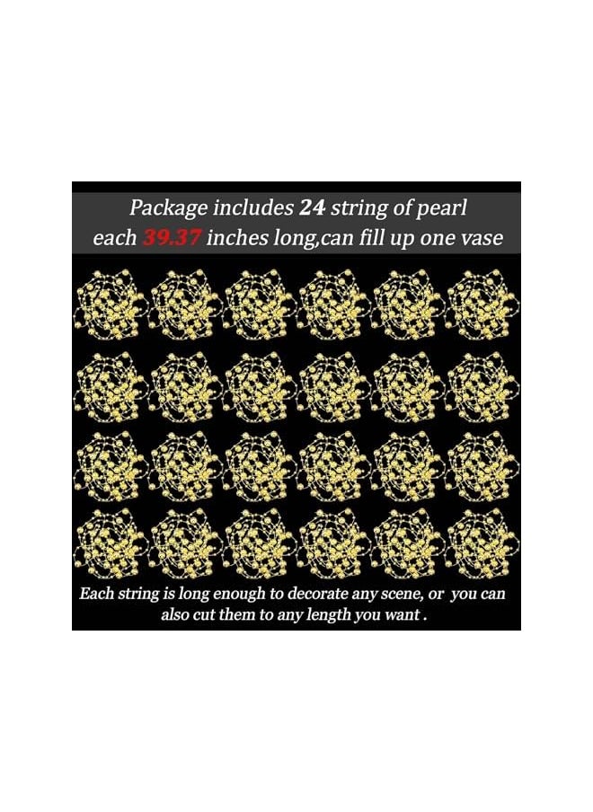 The Bros 24 Pcs Artificial Pearl String for Floating Candle Faux Pearls Beads String Pearl Party Garland Decoration for Vases Filler Wedding Centerpiece Christmas Party Decor (Gold)  - Image 2