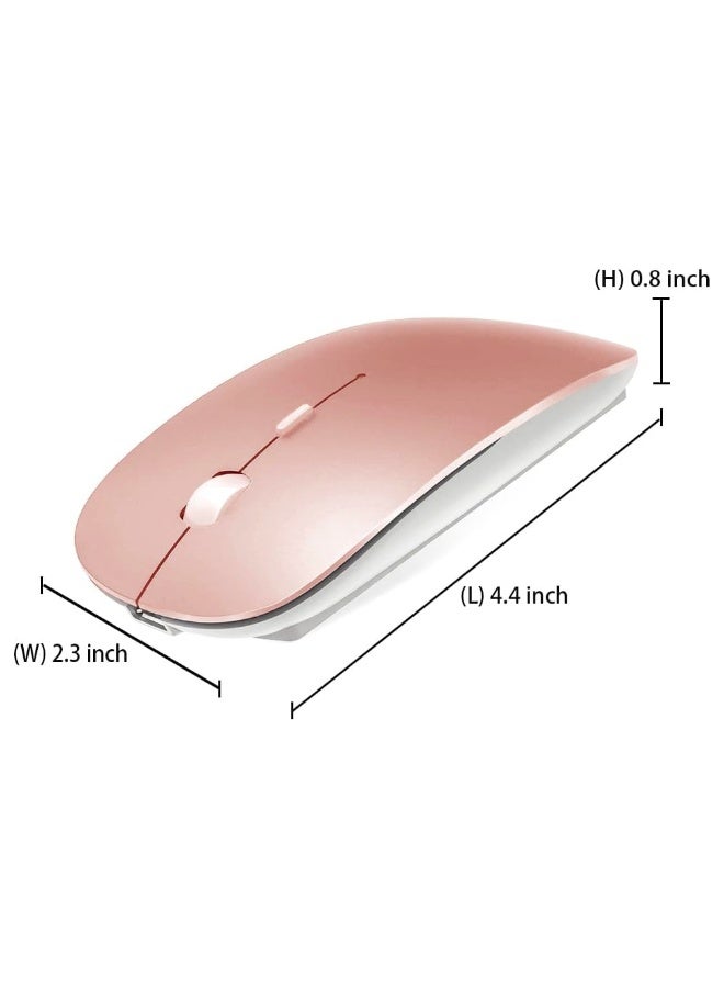 Wireless Bluetooth Mouse, Bluetooth 5.1 + 2.4GHz USB Wireless Receiver, Type-C Rechargeable Silent Bluetooth Wireless Mouse for PC, Laptop, Tablet, Mobile Phone, 3 Presets Adjustable DPI (Rose Gold)  - Image 4