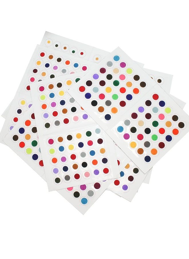 360pc Multicolour Bindi Bollywood Forehead Stickers Adhesive Body Jewelry 6 Cards of Different Sized Velvet Bindi Round Dot Tattoo Premium Bindi Indian Daily Use Forehead Bindi Round Dot For Wome