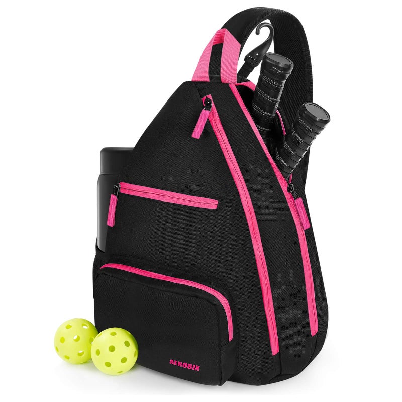 AEROBIX Pink Pickleball Bag for Women & Men, Pickle Ball Backpack - Upgraded Zippers, Large Capacity, Padded Paddle Pocket, Adjustable Sling Bag (No Accessories) - Image 1