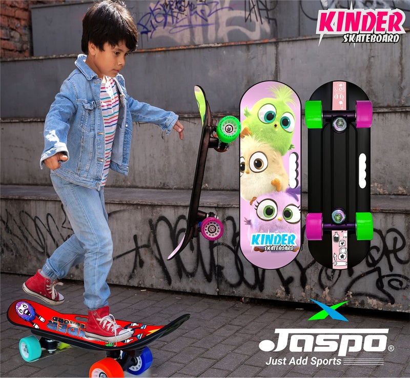 Jaspo Street - Runner Junior 18 Inches Fiber Skateboard for Kids Upto 7 Years Age Group Recommended for Boys and Girls (Best for Beginners and Learners) (Love Angels) - Multicolor - Image 4