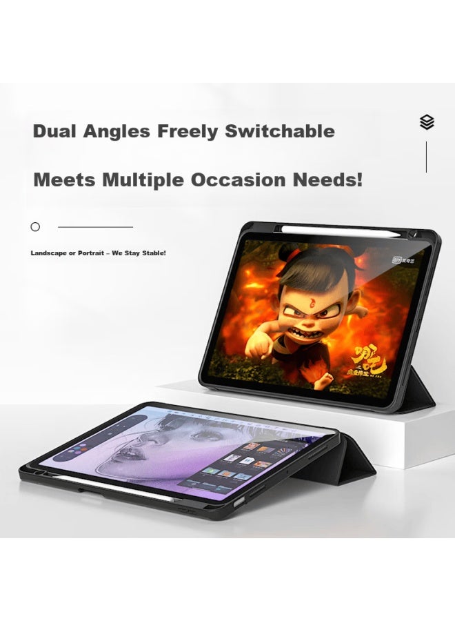 Zoyu Apple Ipad Mini 7 Case With Pencil Slot, Compatible With Mini 6, Tri-fold Full Coverage Soft Shell Tablet Case, Premium Black - Image 5