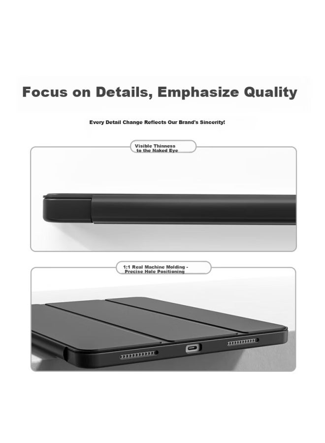 Zoyu Apple Ipad Mini 7 Case With Pencil Slot, Compatible With Mini 6, Tri-fold Full Coverage Soft Shell Tablet Case, Premium Black - Image 4