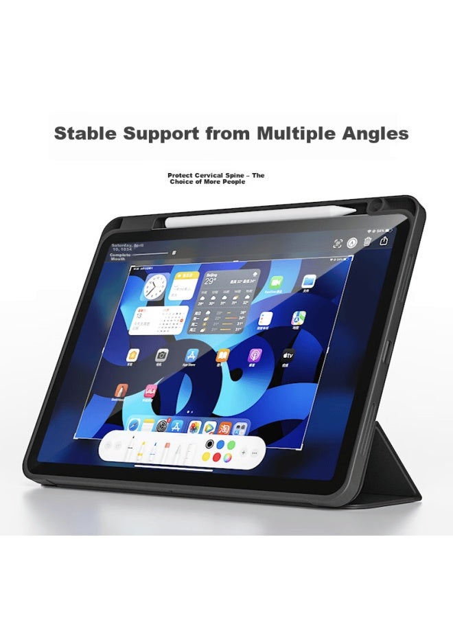 Zoyu Apple Ipad Mini 7 Case With Pencil Slot, Compatible With Mini 6, Tri-fold Full Coverage Soft Shell Tablet Case, Premium Black - Image 2