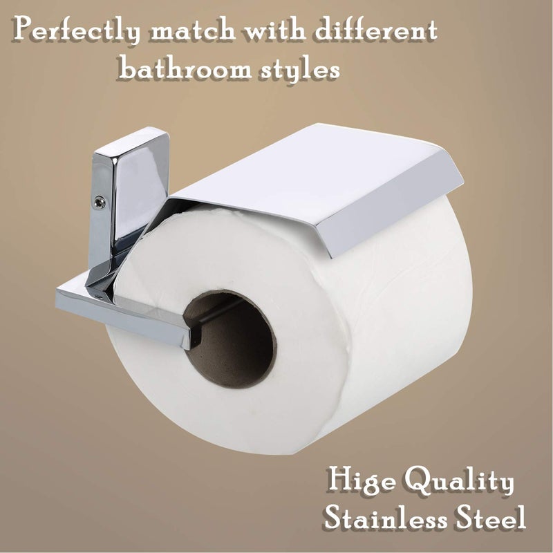 BLEQYS® Stainless Steel Toilet Paper Holder with Mobile Stand, Wall Mounted Tissue Paper Holder with Shelf, Brushed Stainless Steel No Drill Tissue Roll Holder Bathroom - Image 4