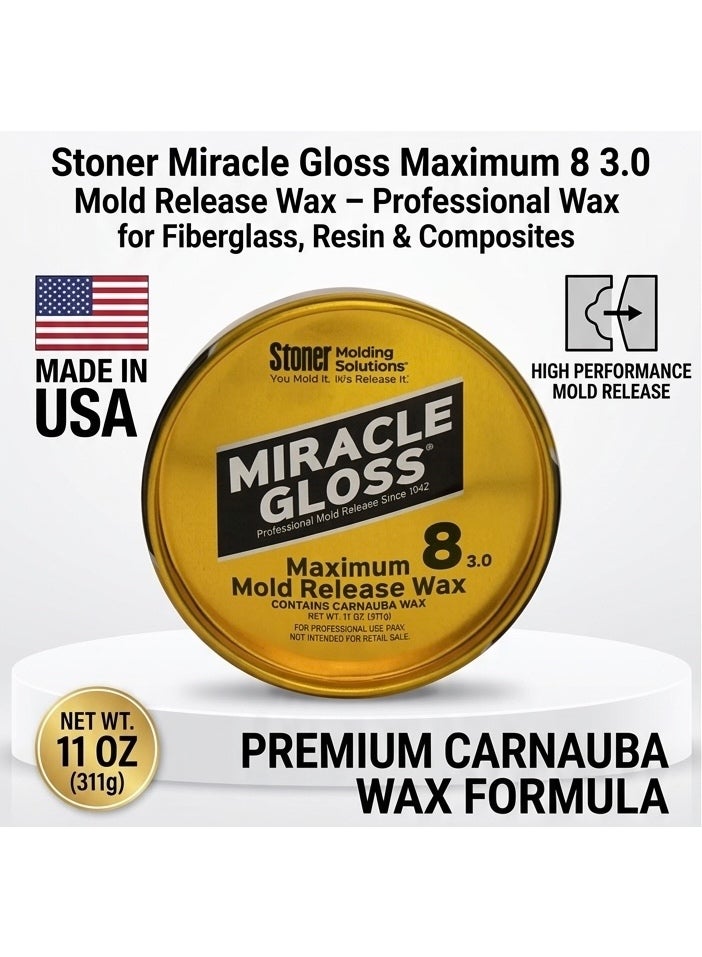 Stoner  Miracle Gloss 8 3.0 Maximum Mold Release Wax - Premium Carnauba Formula for Fiberglass, Composite & Resin  Casting - High-Temperature Stability & Mirror Finish - Professional Grade (311g) - Image 5