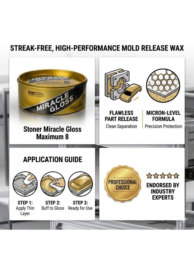 Stoner  Miracle Gloss 8 3.0 Maximum Mold Release Wax - Premium Carnauba Formula for Fiberglass, Composite & Resin  Casting - High-Temperature Stability & Mirror Finish - Professional Grade (311g) - Image 4