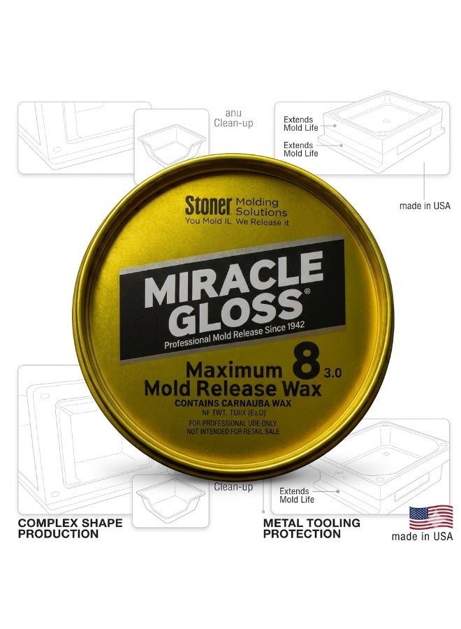 Stoner  Miracle Gloss 8 3.0 Maximum Mold Release Wax - Premium Carnauba Formula for Fiberglass, Composite & Resin  Casting - High-Temperature Stability & Mirror Finish - Professional Grade (311g) - Image 1