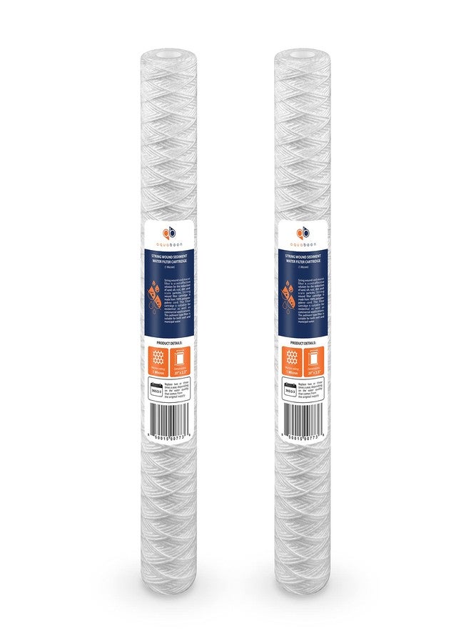 أكوابون خرطوشة فلتر مياه Aquaboon 1 ميكرون مقاس 20 بوصة × 2.5 بوصة ملفوفة بخيط - بديل لفلتر مياه المنزل بالكامل لمياه الآبار SWC-25-2005، عبوة من قطعتين - Image 1