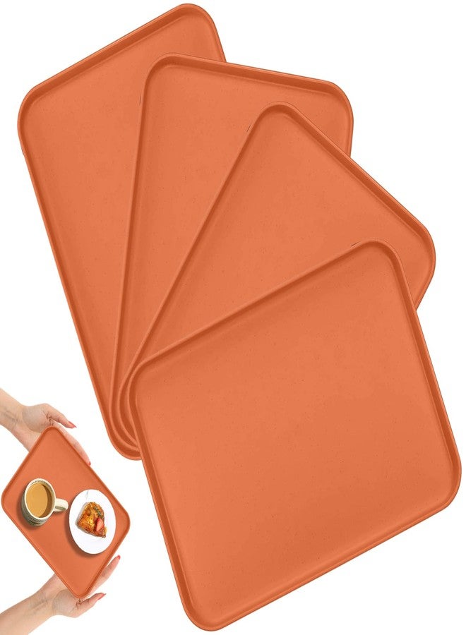 Oicia Wheat Straw Serving Trays Set of 4, 25 cm Rectangular Snack Trays, Lightweight Unbreakable Fast Food Tray, Dishwasher & Microwave Safe Stackable Cafeteria Tray for Home, Kitchen, Restaurant - Image 1