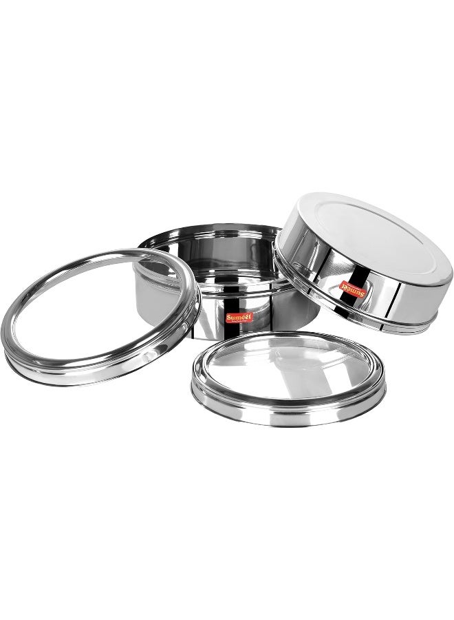 Sumeet Sumeet Stainless Steel Storage Canisters with See-Through Lids, Set of 2 (1.5L & 2L), Flat Puri Dabba for Roti, Snacks, Dry Fruits, Biscuits  - Image 5