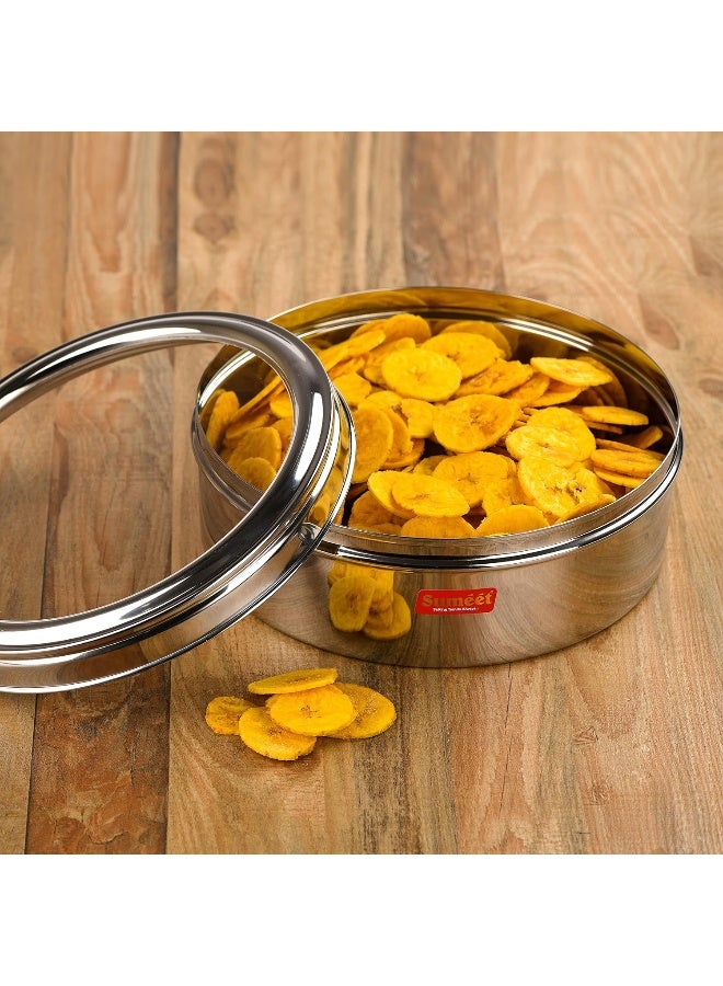 Sumeet Sumeet Stainless Steel Storage Canisters with See-Through Lids, Set of 2 (1.5L & 2L), Flat Puri Dabba for Roti, Snacks, Dry Fruits, Biscuits  - Image 2