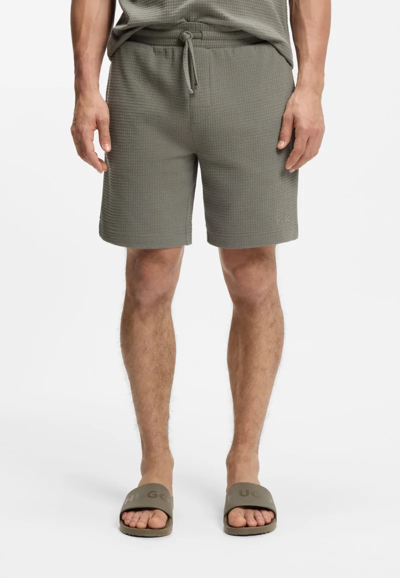 HUGO Waffle-structured pyjama shorts with embroidered logo