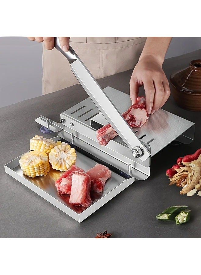 هومستر مقطع شرائح يدوي من الفولاذ المقاوم للصدأ مقطع قطع قاطع قطع سكين سهل التنظيف من الفولاذ المقاوم للصدأ مقطع شرائح يدوي مناسب لقطع اللحم المجمدة، الخضروات والعظام، أداة مطبخ مثالية - Image 1